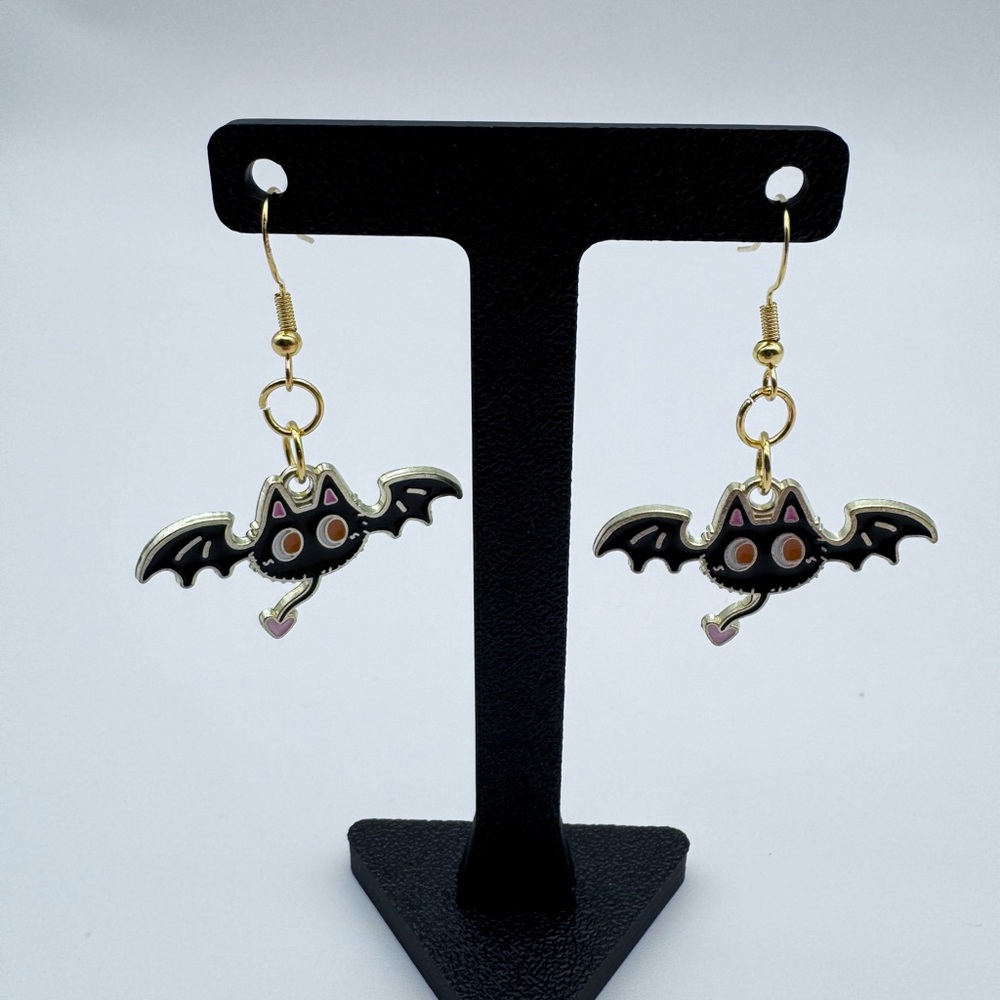 Handmade Playful Halloween Cat Themed Earrings 7 Choices